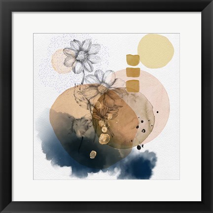 Framed Abstract  Flower Watercolor Composition Print