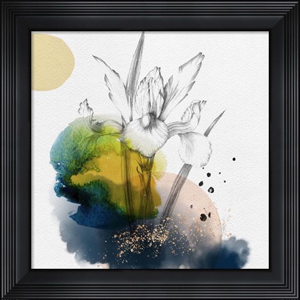 Framed Abstract  Flower Watercolor Composition I Print