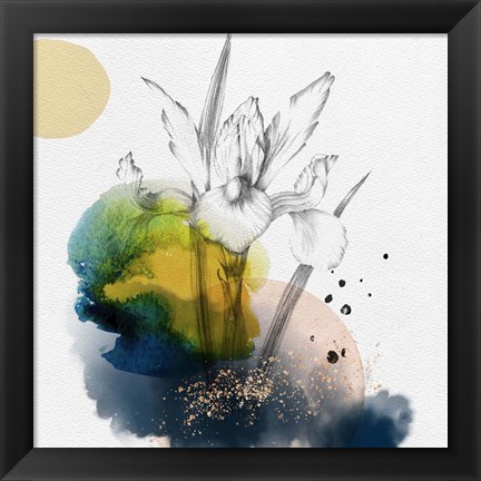 Framed Abstract  Flower Watercolor Composition I Print