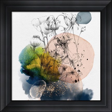 Framed Abstract  Flower Watercolor Composition II Print