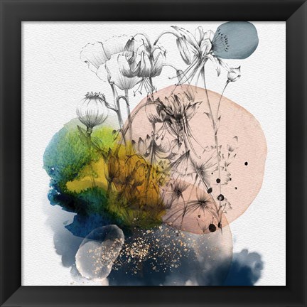 Framed Abstract  Flower Watercolor Composition II Print