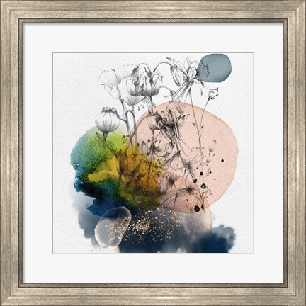 Framed Abstract  Flower Watercolor Composition II Print