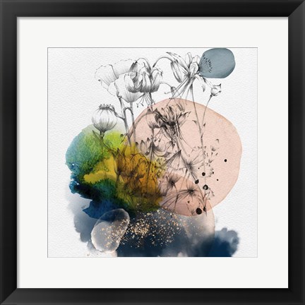Framed Abstract  Flower Watercolor Composition II Print