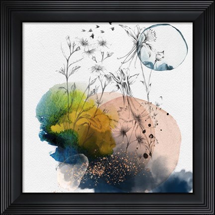 Framed Abstract  Flower Watercolor Composition III Print