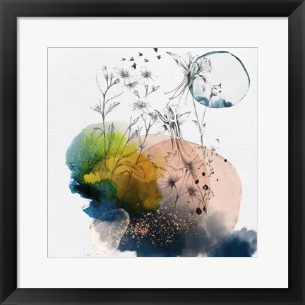 Framed Abstract  Flower Watercolor Composition III Print