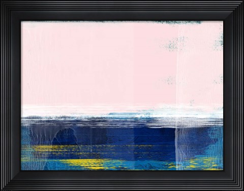 Framed Abstract Blue and Pink I Print