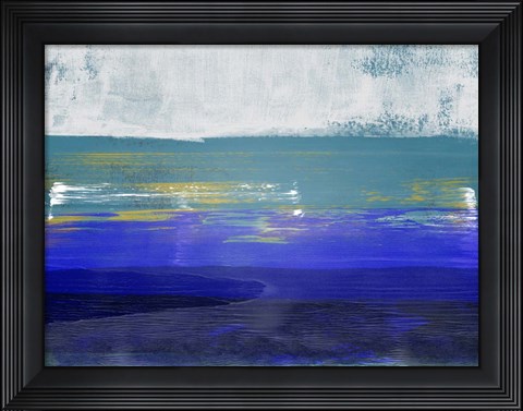 Framed Abstract Navy Blue and Turquoise Print