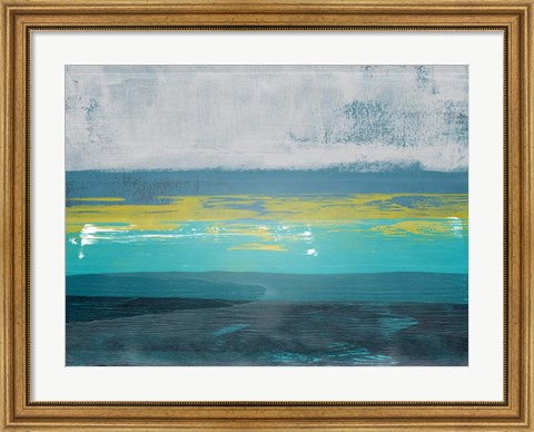 Framed Abstract Blue and Turquoise III Print