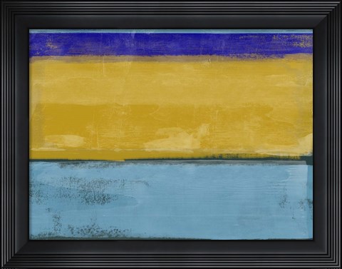 Framed Abstract Ochre and Blue I Print