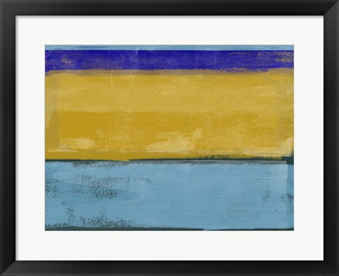 Framed Abstract Ochre and Blue I Print