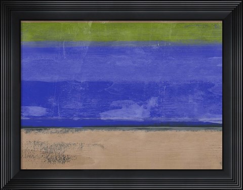 Framed Abstract Blue and Olive Print