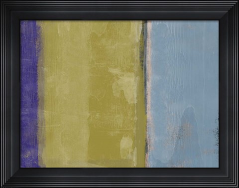 Framed Abstract Blue and Ochre Print