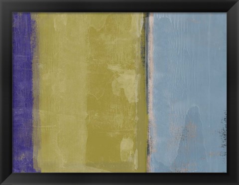 Framed Abstract Blue and Ochre Print