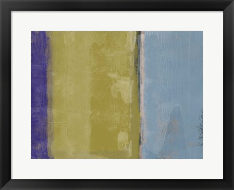 Framed Abstract Blue and Ochre Print