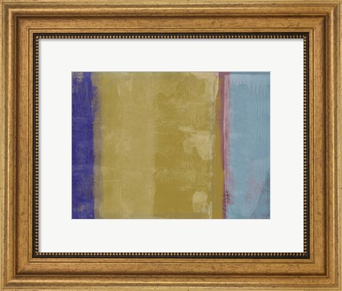 Framed Abstract Mustard and Blue Print