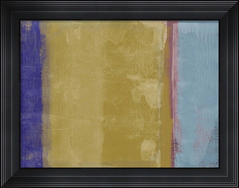 Framed Abstract Mustard and Blue Print
