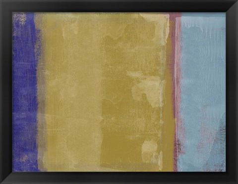 Framed Abstract Mustard and Blue Print