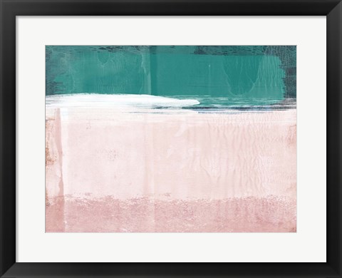 Framed Abstract Green and Pink Print