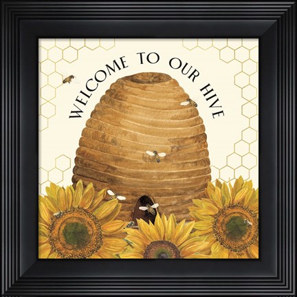 Framed Honey Bees &amp; Flowers Please III-Welcome Print