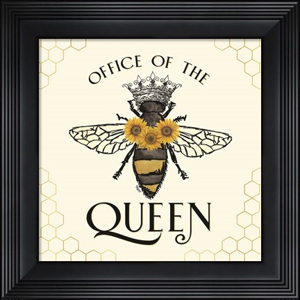 Framed Honey Bees &amp; Flowers Please IV-The Queen Print