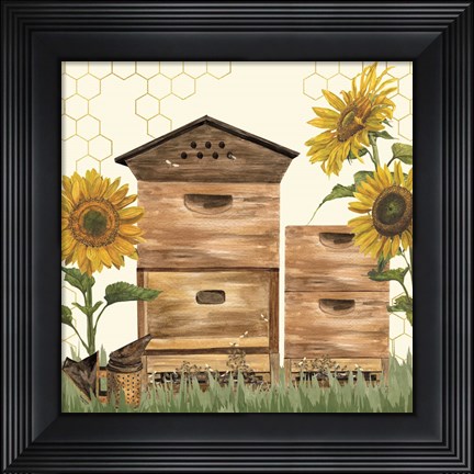 Framed Honey Bees &amp; Flowers Please VII Print