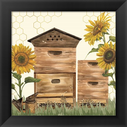 Framed Honey Bees &amp; Flowers Please VII Print