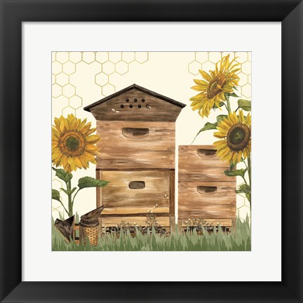 Framed Honey Bees &amp; Flowers Please VII Print