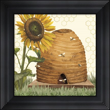 Framed Honey Bees &amp; Flowers Please VIII Print