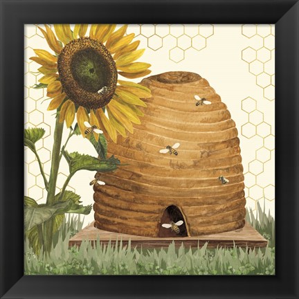 Framed Honey Bees &amp; Flowers Please VIII Print