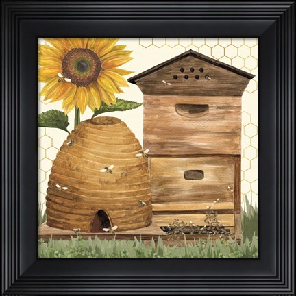 Framed Honey Bees &amp; Flowers Please IX Print
