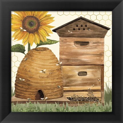 Framed Honey Bees &amp; Flowers Please IX Print
