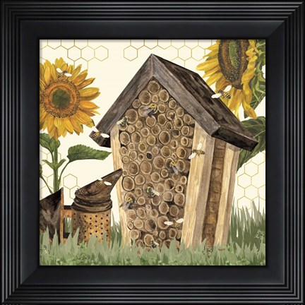Framed Honey Bees &amp; Flowers Please X Print