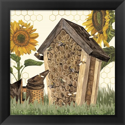 Framed Honey Bees &amp; Flowers Please X Print