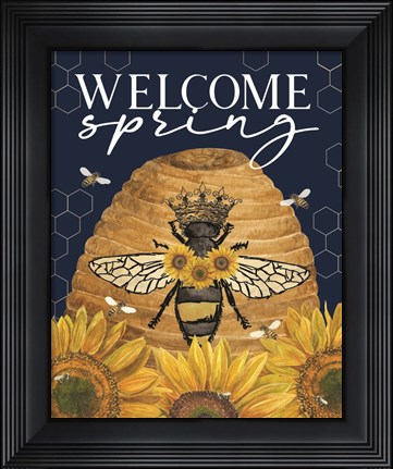 Framed Honey Bees &amp; Flowers Please portrait III-Welcome Spring Print