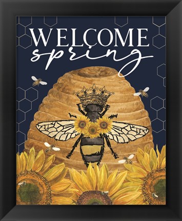 Framed Honey Bees &amp; Flowers Please portrait III-Welcome Spring Print