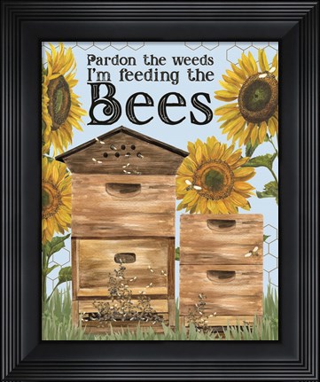 Framed Honey Bees &amp; Flowers Please portrait IV-Pardon the Weeds Print