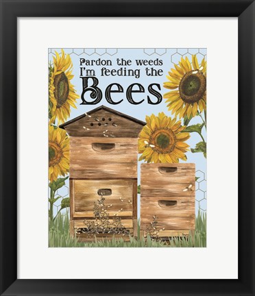 Framed Honey Bees &amp; Flowers Please portrait IV-Pardon the Weeds Print