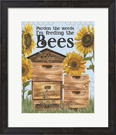 Framed Honey Bees &amp; Flowers Please portrait IV-Pardon the Weeds Print