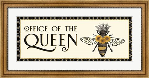 Framed Honey Bees &amp; Flowers Please panel II-The Queen Print