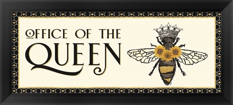 Framed Honey Bees &amp; Flowers Please panel II-The Queen Print