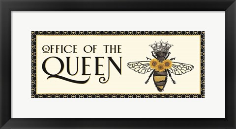 Framed Honey Bees &amp; Flowers Please panel II-The Queen Print