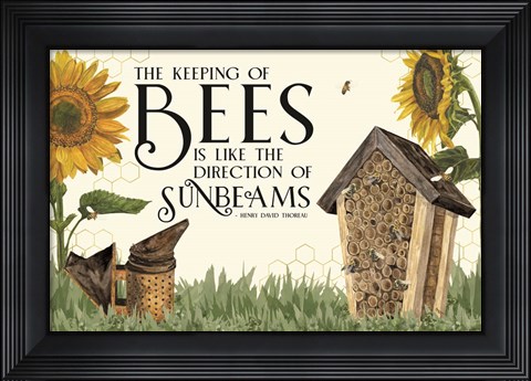 Framed Honey Bees &amp; Flowers Please landscape IV-Sunbeams Print