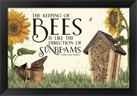 Framed Honey Bees &amp; Flowers Please landscape IV-Sunbeams Print