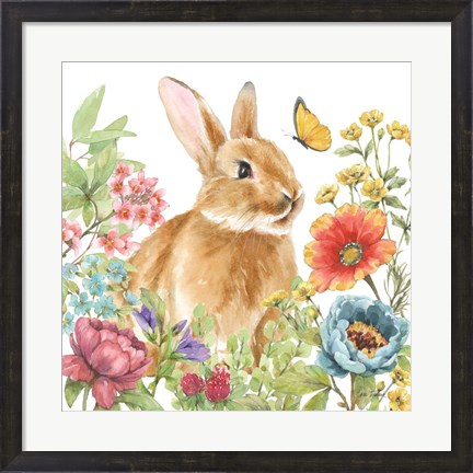 Framed Garden Bunnies V Print