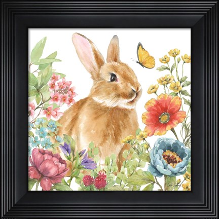 Framed Garden Bunnies V Print