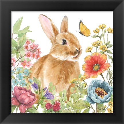 Framed Garden Bunnies V Print