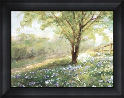 Framed Field of Bluebells Neutral Print