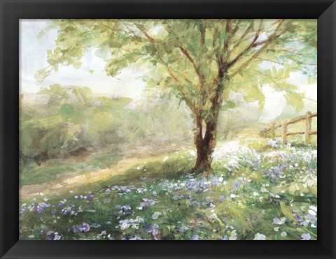 Framed Field of Bluebells Neutral Print