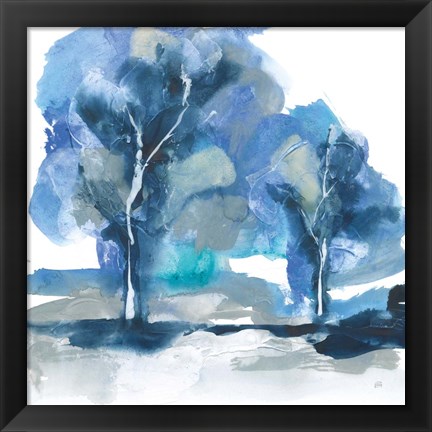 Framed Blue Impasto IV Print