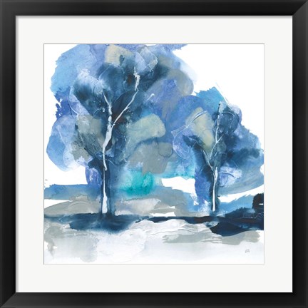 Framed Blue Impasto IV Print